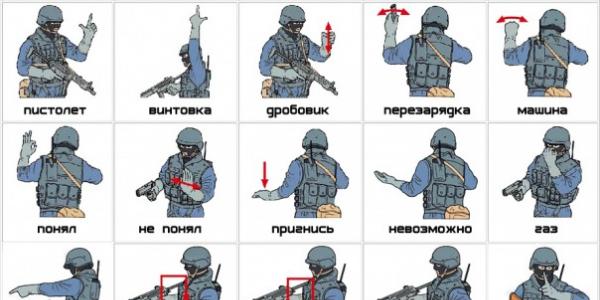 Lenguaje de señales de las fuerzas especiales en imágenes.